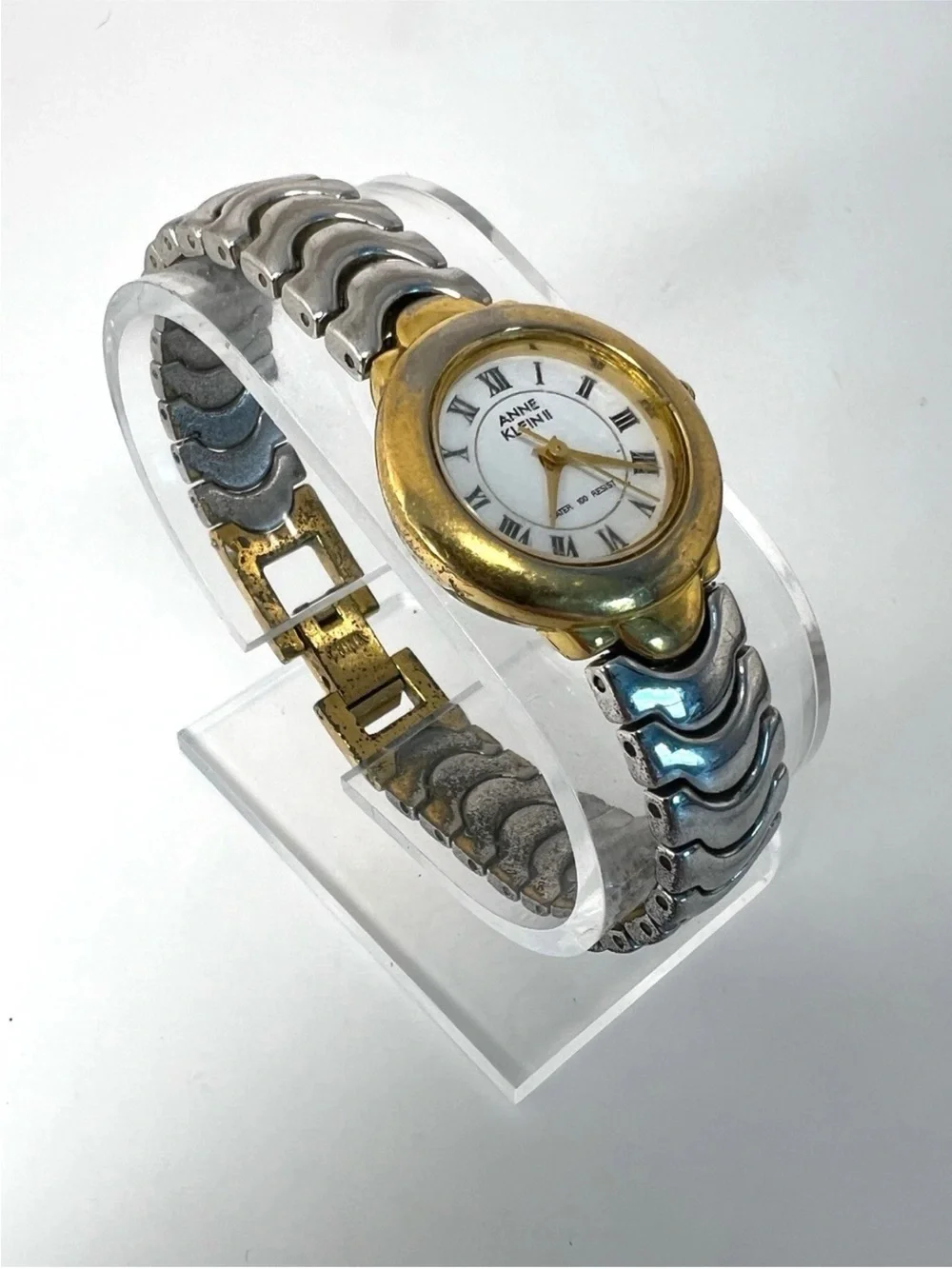 Anne Klein Two-Tone Gold and Silver Round Dial Watch
